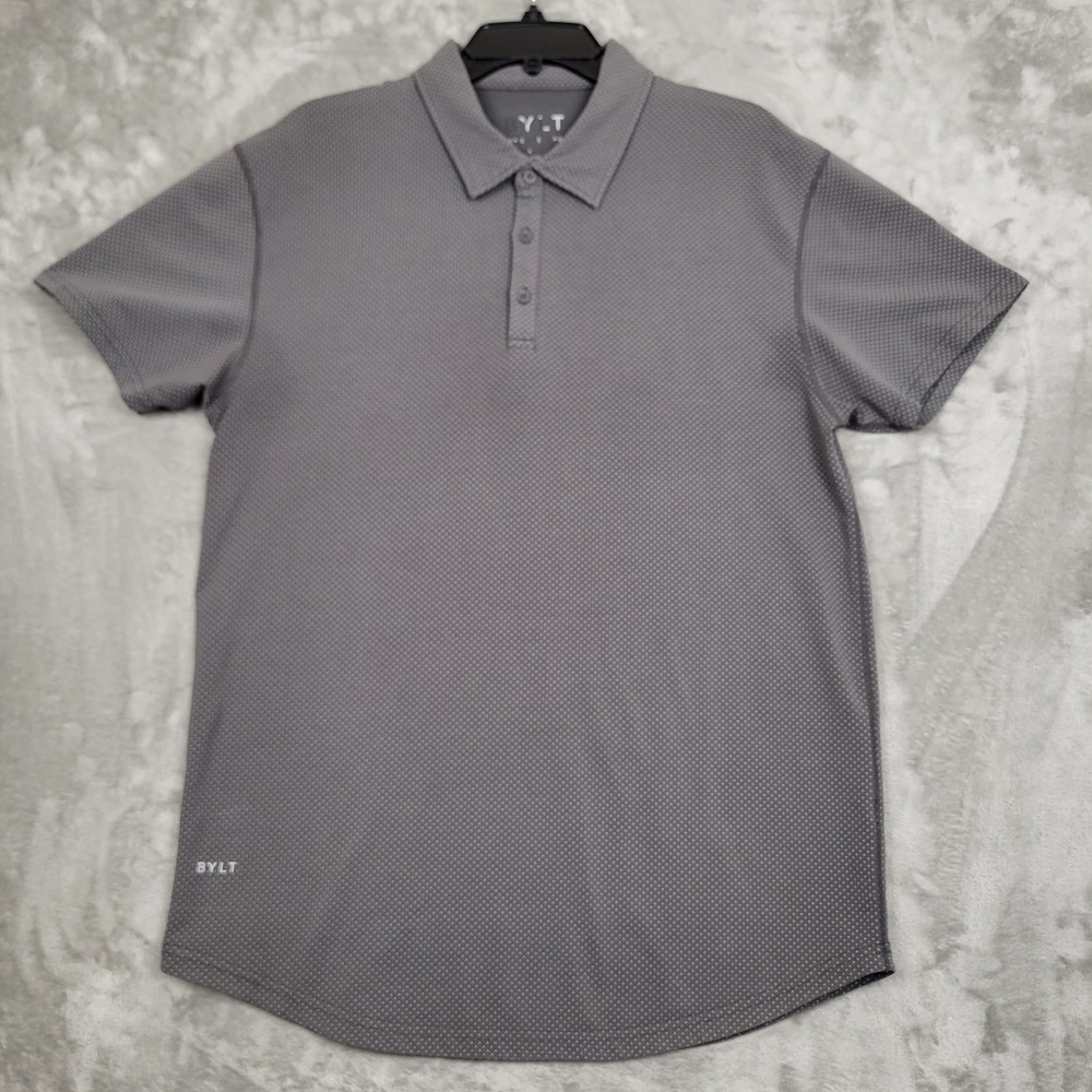 BYLT Polo Shirt Men's Large Dark Gray Drop Cut Lux Premium Basics Short Sleeve